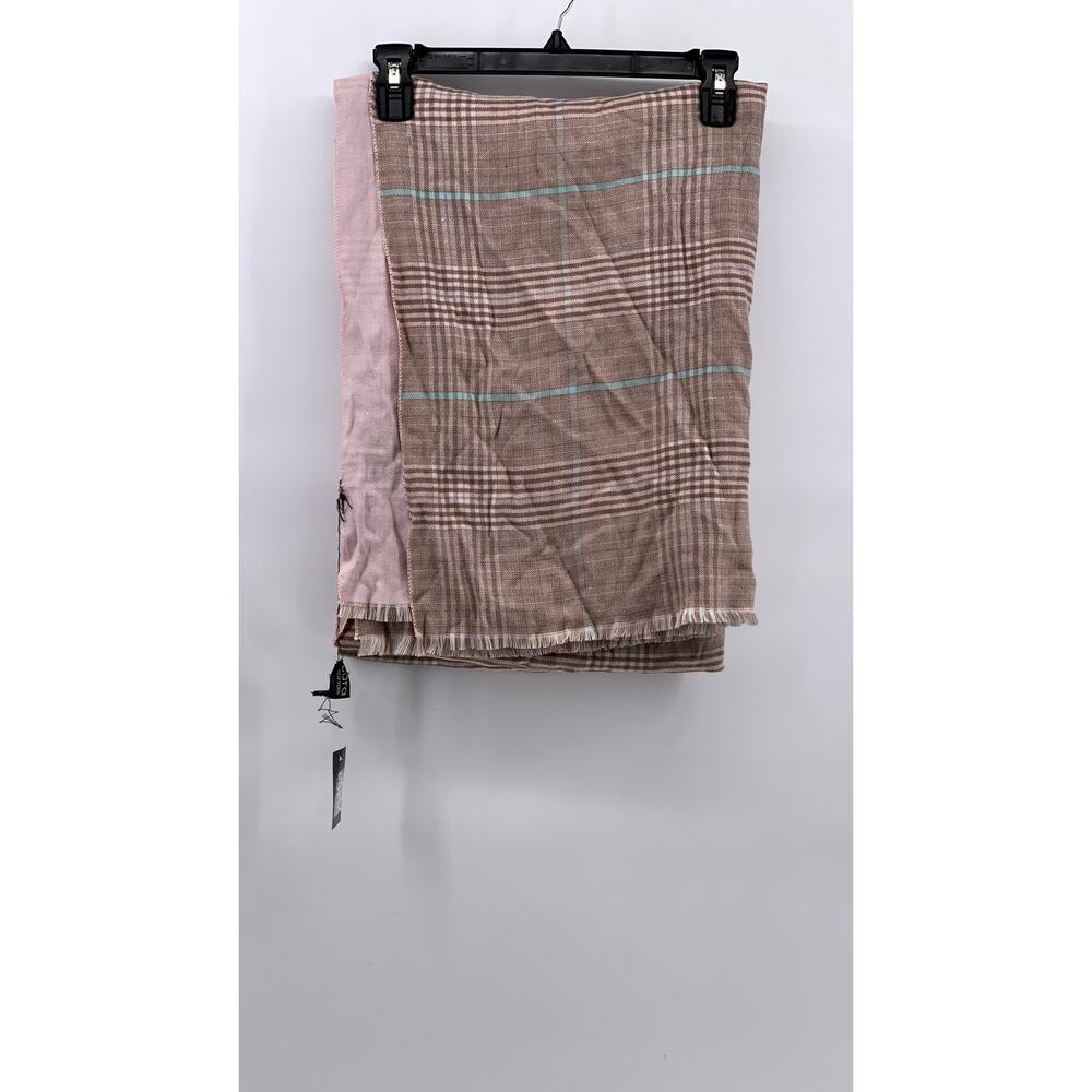 CARA NEW YORK Women's Pink-Brown Plaid Fringe Shawl